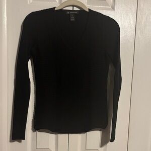INC International concepts Black V-Neck Ribbed Sweater size XS
